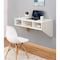 Basicwise Wall Mounted Office Computer Desk with Three Compartments, White QI003675W - alternate 2